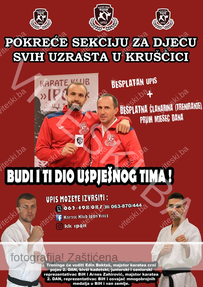 Karate klub "Ipon" Vitez pokreće sekcije svih uzrasta za djecu u