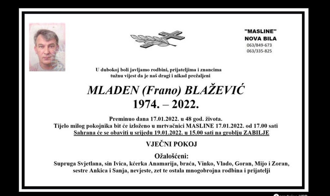 U 48. Godini života Preminuo Mladen Blažević | Viteški.ba