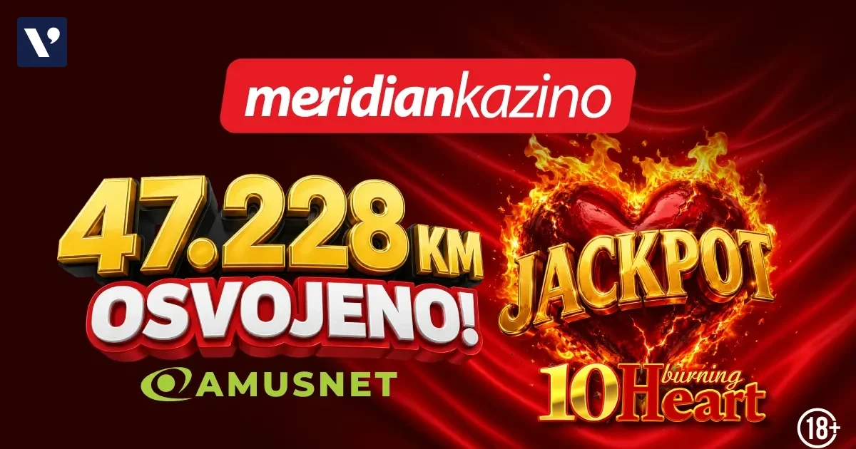 Jackpot od 47.228,62 KM isplaćen u Meridian online kazinu - povezana fotografija